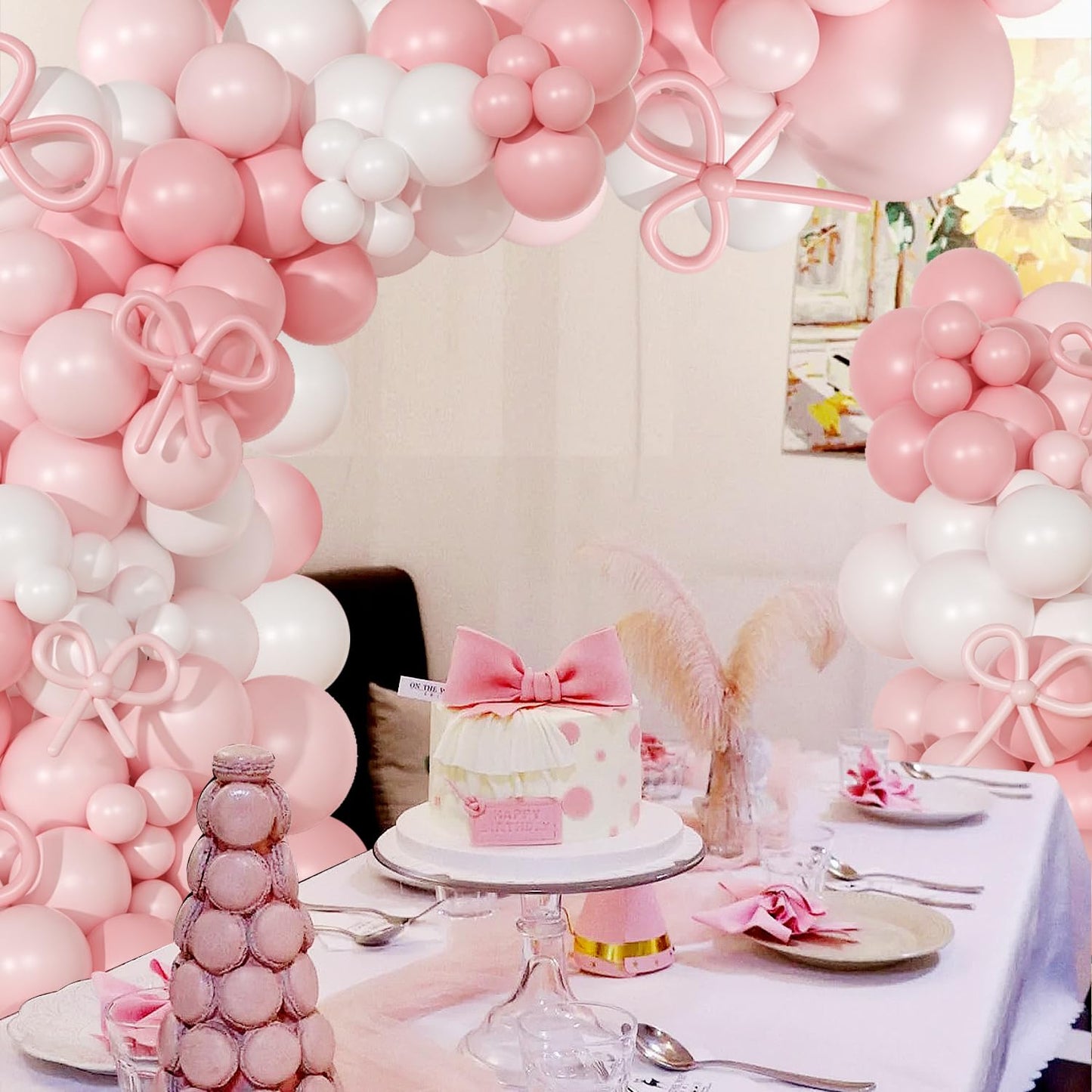 Dusty Pink Balloon Arch Kit 126 Pcs Pink and Sand White Balloon Arch Garland Kit Include Dusty Pink Sand White Balloons for Wedding Birthday Baby Shower Gender Reveal Decorations