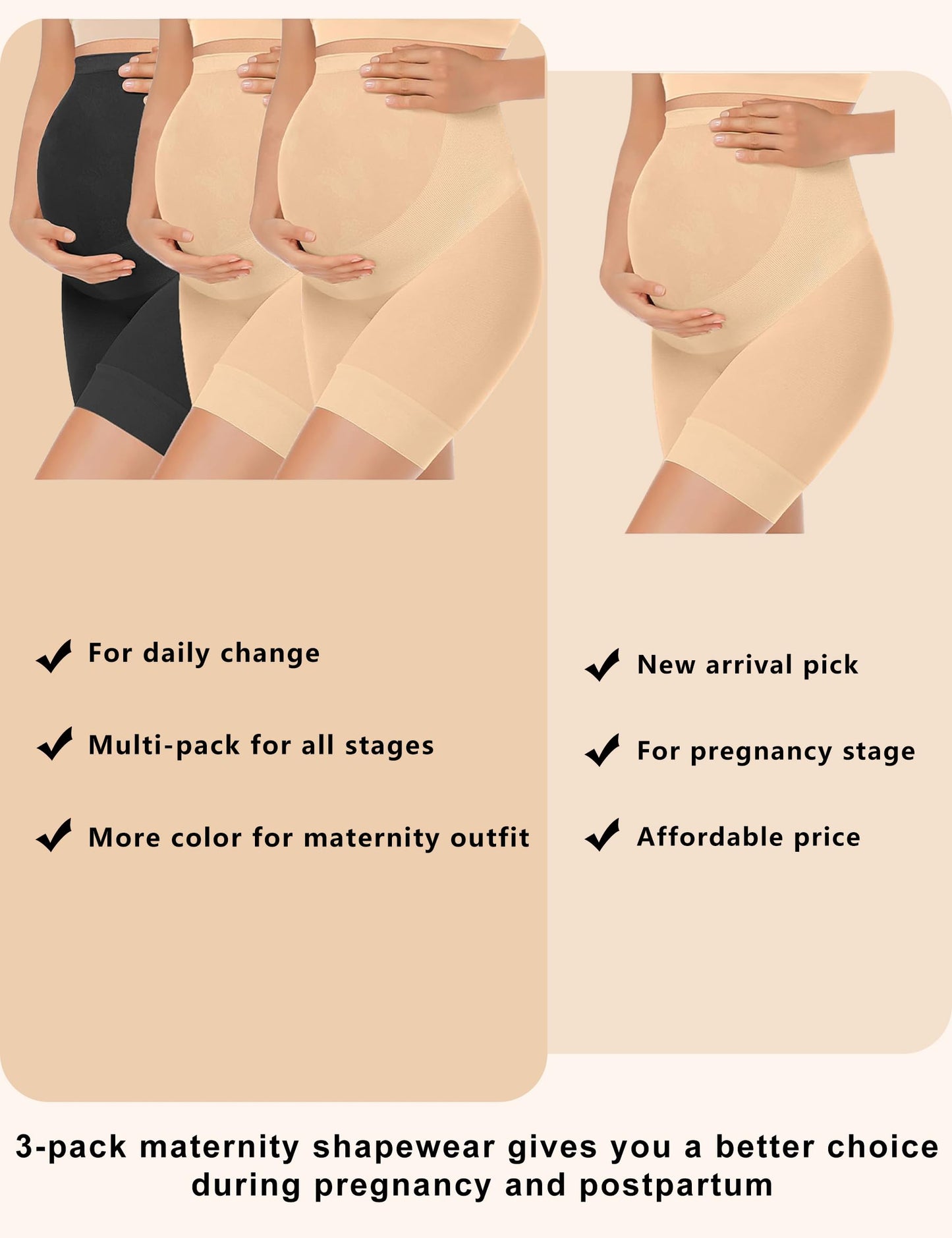 KIM S Shape Your Bump Seamless Maternity Shapewear for Dress, Pregnancy Postpartum Prevent Chafing Support-Underwear