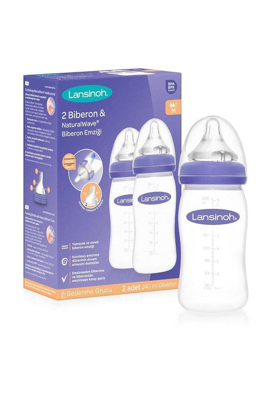 Lansinoh mOmma Breastmilk Feeding Bottle with NaturalWave Nipple, 8 Ounce, BPA (Pack of 2) (2)