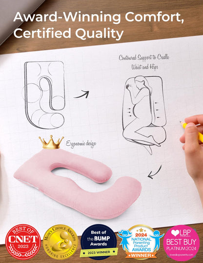 Momcozy Pregnancy Pillows for Sleeping, U Shaped Full Body Maternity Pillow with Removable Cover - Support for Back, Legs, Belly, HIPS for Pregnant Women, 57 Inch Pregnancy Pillow for Women, Grey