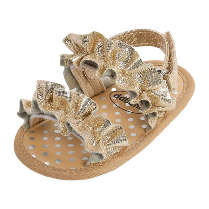 CoKate Baby Girls Sandals Ruffle Bowknot Premium Soft Sole Anti-Slip Open Toe Breathable Summer Outdoor First Walker Shoes Baby Sandals 0-3 months girls