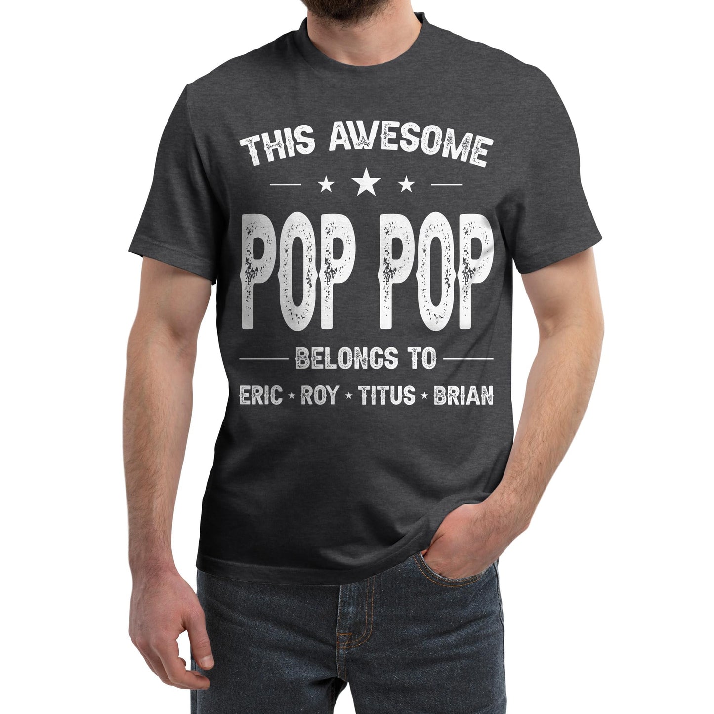 FLOCHIL Personalized Dad Shirt for Men, Custom Dad Shirt with Kids Names, Customized Fathers Day T Shirt, Gifts for Dad