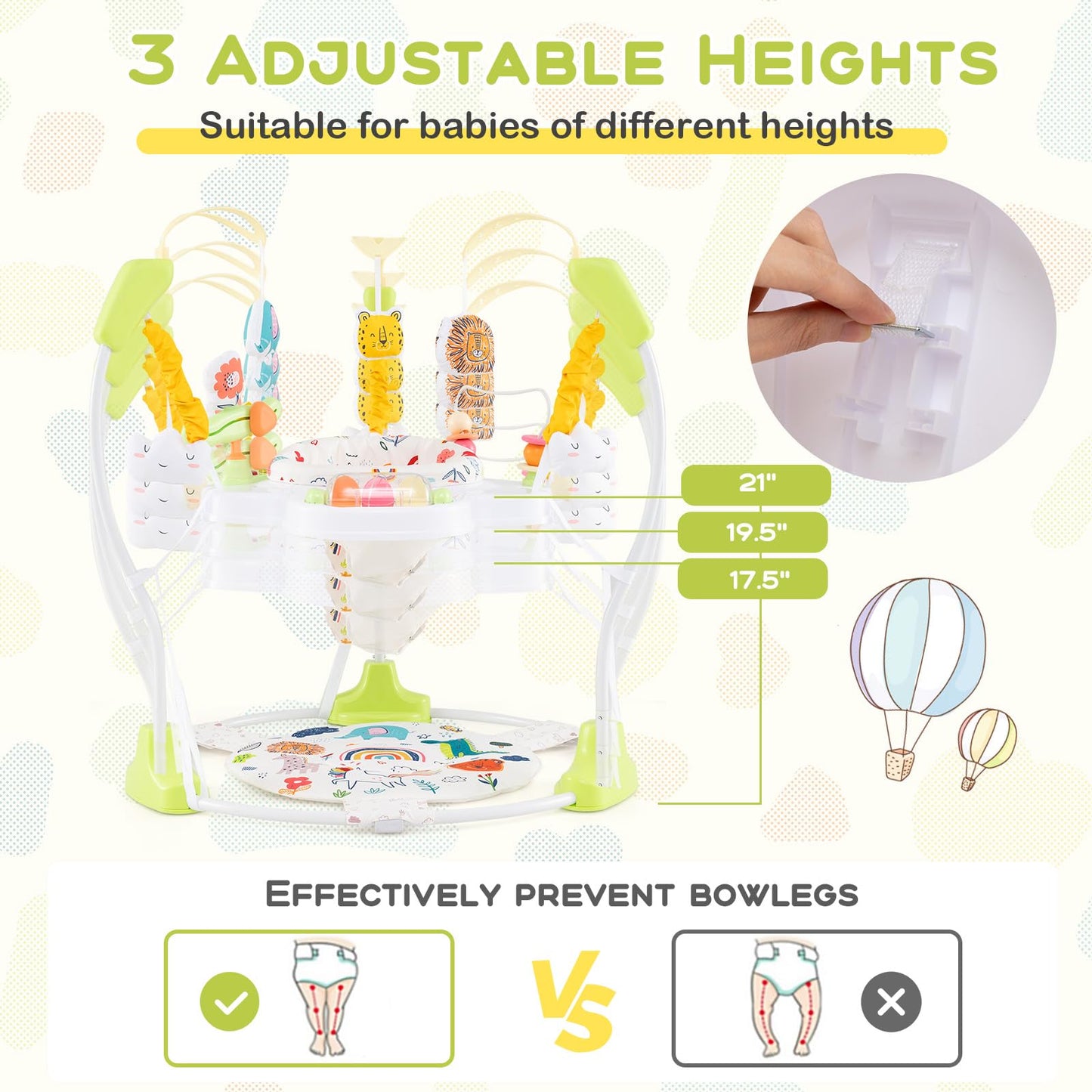 BABY JOY Baby Jumpers and Bouncers, Infant Activity Center with Music Lights Sounds, 360° Rotating Seat and 3 Adjustable Heights, Baby Play and Learning Center for 6-12 Months