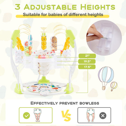BABY JOY Baby Jumpers and Bouncers, Infant Activity Center with Music Lights Sounds, 360° Rotating Seat and 3 Adjustable Heights, Baby Play and Learning Center for 6-12 Months