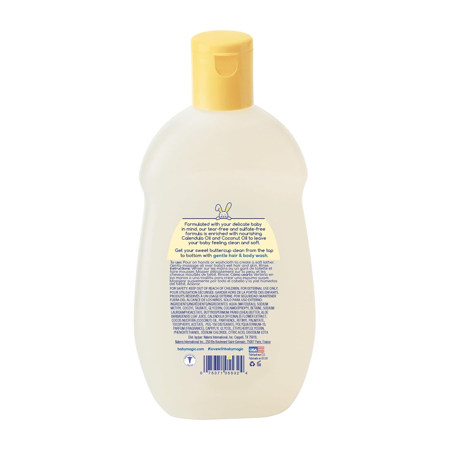 Baby Magic Gentle Hair & Body Wash | Tear-Free, Free of Parabens, Phthalates, Sulfates and Dyes, Calendula Oil & Coconut Oil, Soft Powder Scent, 9 Fl Oz