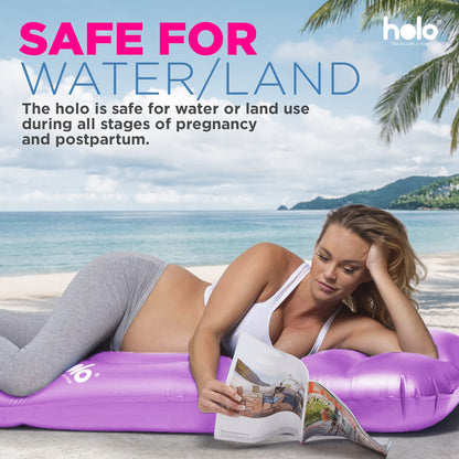 HOLO The Original Inflatable Pregnancy Pillow - Full Body Maternity Airbed/Float with Hole for Tummy - Sleeping Support & Comfort - Say Goodbye to Pregnancy Related Aches and Pains (White Sand)