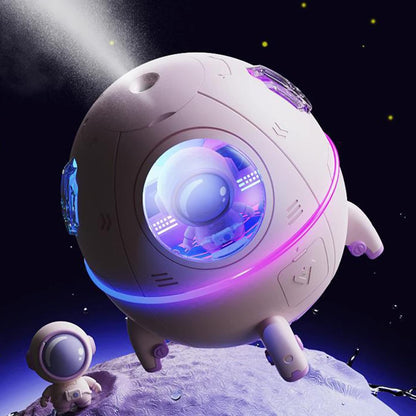 Space Capsule Humidifier, Transparent PC Silicone Mini Cute Humidifiers Portable Household Ambient Light Humidifier for Home Car Bedroom Office and Travel, DC5V/1A (White)