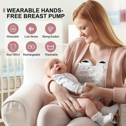 Double Electric Breast Pump Strong Suction, Portable Breast Pump Electric Breastfeeding Pump, Rechargeable Milk Pump with 4 Modes & 9 Levels, Low Noise, Anti-Backflow & LED Display, 24mm Flange, Pink