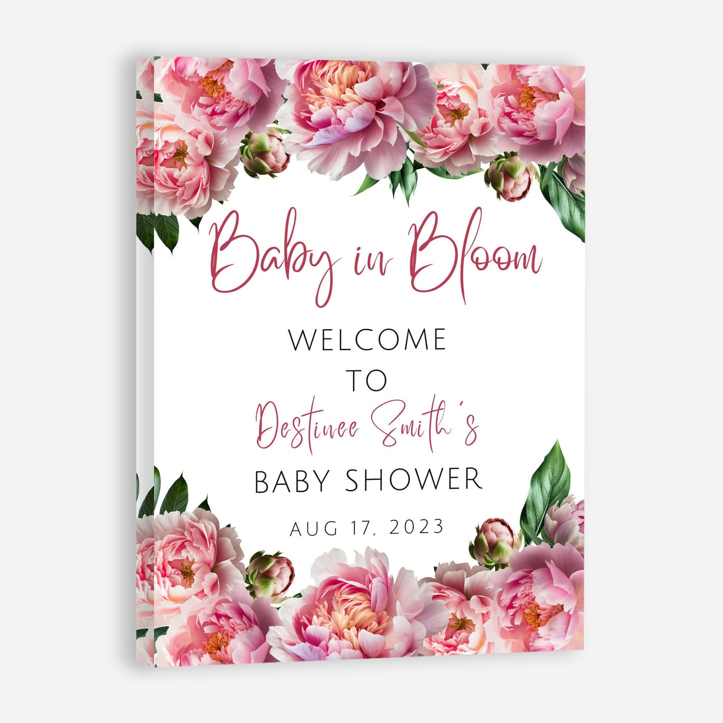 Personalized A Little Snowflake Is On The Way Welcome Sign, Pink, Girl, Winter Baby Shower Canvas