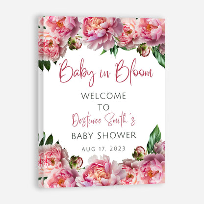 Personalized A Little Snowflake Is On The Way Welcome Sign, Pink, Girl, Winter Baby Shower Canvas