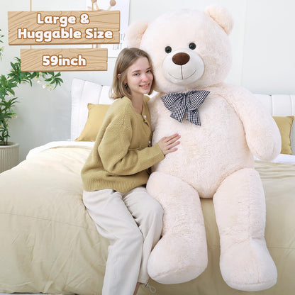 51 inch Big Teddy Bear Cute Giant Stuffed Animals Soft Plush Toy for Girlfriend Kids for Birthday Christmas Valentine's Day