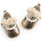 Baby Girls Mary Jane Flats with Bowknot Flowers Soft Newborn Infant First Walkers Crib Shoes Wedding Party Christmas Dress Shoes