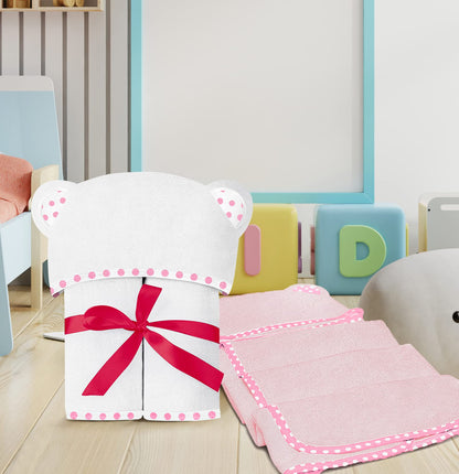 Set of 2 Hooded Baby Towels – White and Grey – Luxurious, Large and Super Absorbent – 30 x 30 Inch – Soft and Suitable for Infants, Toddlers and Kids – 400 GSM