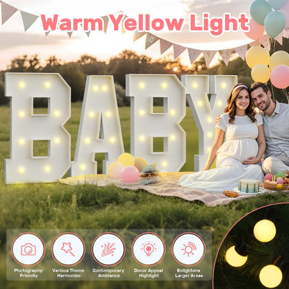 3FT Marquee Letters for Baby Shower Decorations,3FT Baby Letters for Baby Shower, Light up Letters Gender Reveal Decorations