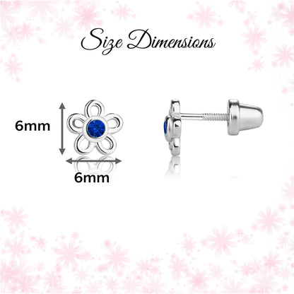 Cherished Moments Girls' Sterling Silver CZ Simulated Birthstone Daisy Earrings with Screw Back (6mm)