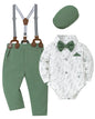WESIDOM Baby Boy Clothes 0-18M Newborn Infant Gentleman Outfit, Shirt+Bowtie+Beret+Suspender Pant Baby boy Suit Clothing Set
