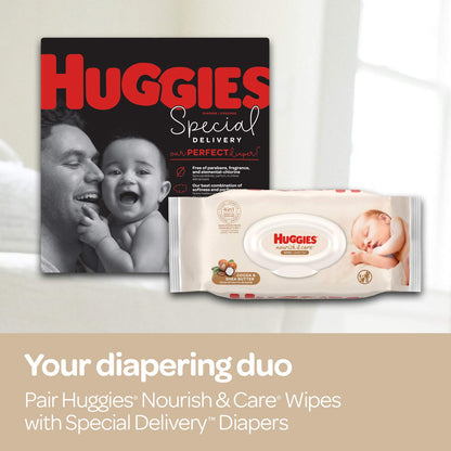 Huggies Nourish & Care Scented Baby Wipes, 3 Flip-Top Packs (168 Wipes Total)