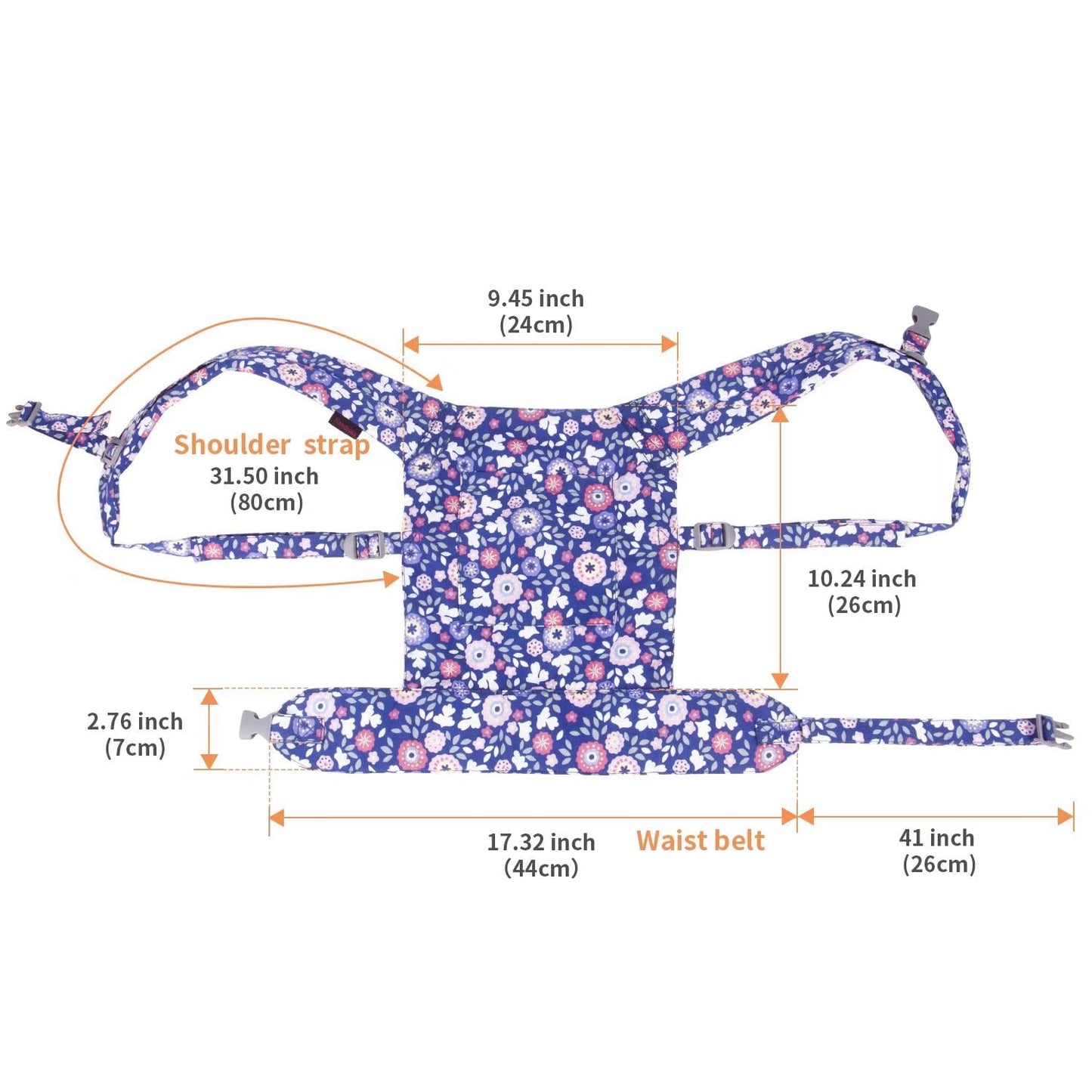Baby doll carrier for baby girl Premiums soft straps and skin-friendly webbing stuffed animal carrier for kids and toddler facing in facing out and backpack 18 inch doll little flowers design