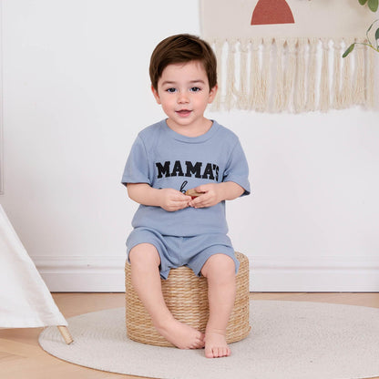 Toddler Baby Boy Summer Clothes Embroidered Waffle Short Sleeve T-Shirts Elastic Shorts Newborn Infant Boy Outfits