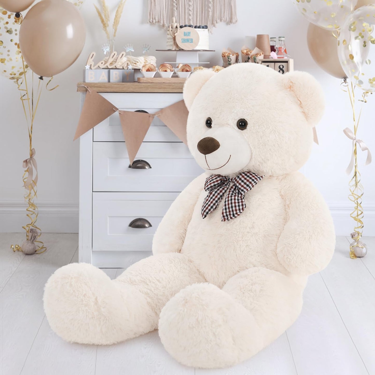 MaoGoLan Giant Big Teddy Bear 4 Feet 47 inch Life Size Tan Plush Bear Brown Stuffed Animal for Children Boyfriend