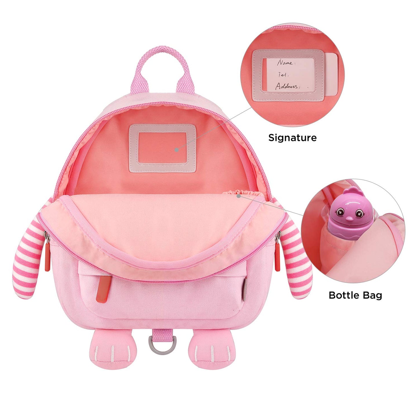 GAGAKU Toddler Backpack with Leash - Mini Kids Backpacks for Girls 2-5 Years Child Safety Backpack 3D Cartoon Animal Anti-Lost Preschool Backpack - Pink