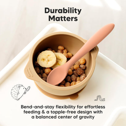 KeaBabies Silicone Baby Spoons, Self Feeding 6-12 months - 3-Pack Baby Weaning Eating Utensils, Toddler First Food Training Spoon, Infant, Kids Feeding Supplies Essential Set, Dishwasher-safe (Slate)