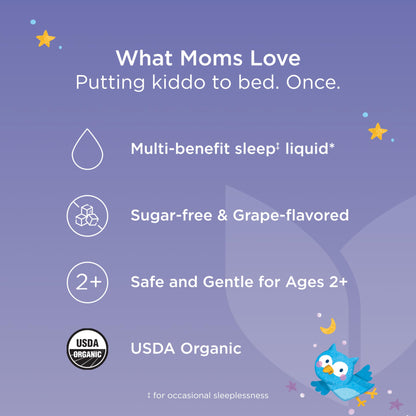 Hyland's Kids Sleep Calm and Immunity with Melatonin, Promotes Sleep and Supports Immune Health, Ages 2 and up, Grape Flavor, 4 Fl. Oz.