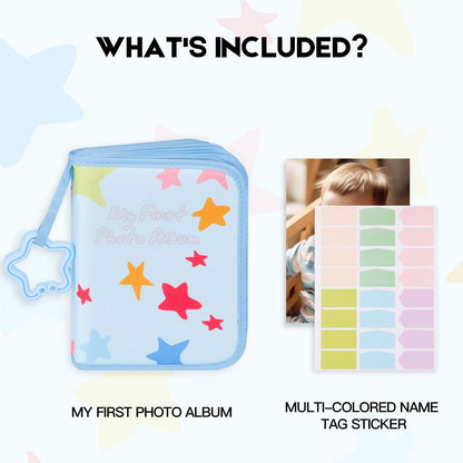 Baby's My First Photo Album for Baby Holds 21 4x6 Photos, Baby Photo Album Soft Cloth Family Book, My First Family Album for 4x6 Baby Shower Kids Toddlers Family Pictures, Toddler Photo Album (Blue)