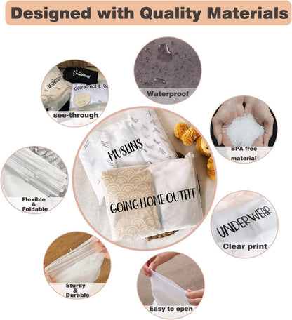15 Pack Hospital Bags for Labor and Delivery,11 x 14 Inch Maternity Hospital Bag Essentials Organizing Pouches for First Time New Mom Newborn Baby