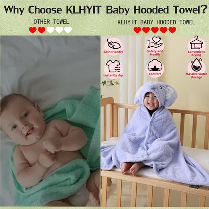 Unisex Toddler Bath Towel with Hood, 27.5"X55", Green, Anime Dinosaur Pattern, Coral Fleece, Machine Wash, 1 Count
