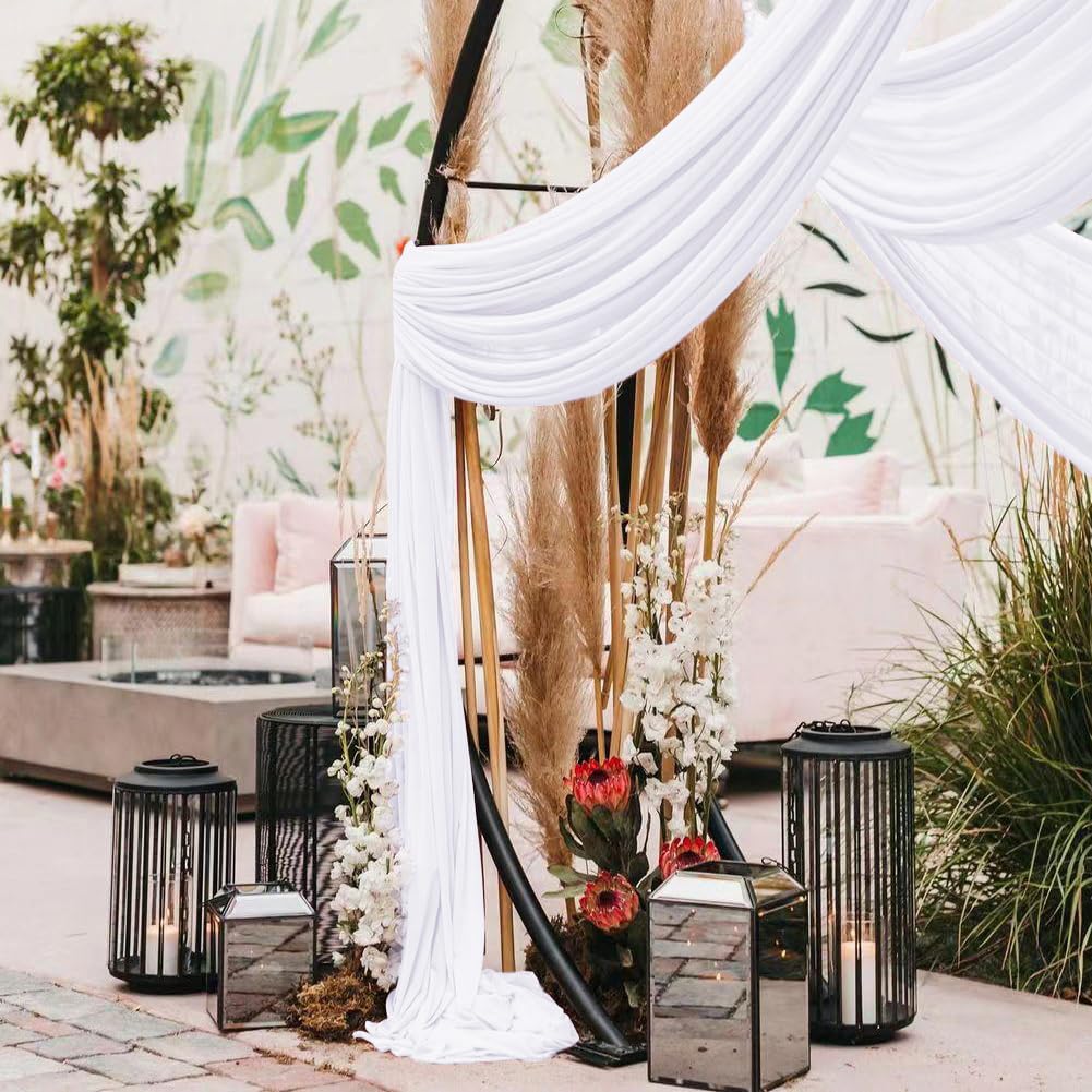 Wedding Arch Draping Fabric 2 Panels 30'' x 18FT Sage Green Sheer Chiffon Arch Drapery for Bridal Shower Backdrop Outdoor Party Church Ceremony