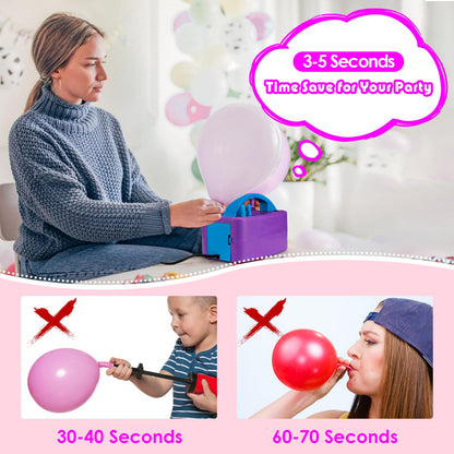 Balloon Pump Electric, Portable Automatic Dual Nozzle Inflator 110V 600W with Tying Tools for Birthday Gender Reveal Baby Shower Balloons Party Decorations