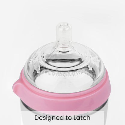 Comotomo Baby Bottle Double Pack, Pink, 5oz