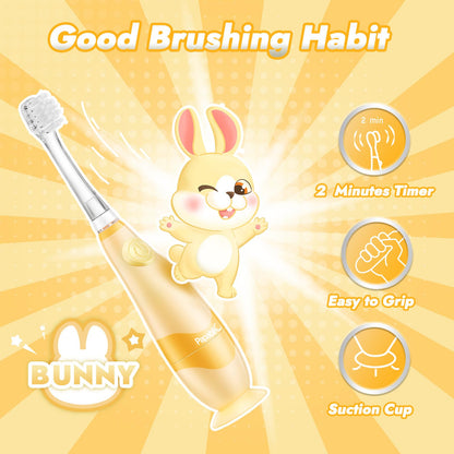 Papablic Toddler Sonic Electric Kids Toothbrush for Ages 1-3 Years, Baby Electric Toothbrush with Cute Penguin Cover and Smart LED Timer, 2 Brush Heads (Pippin)