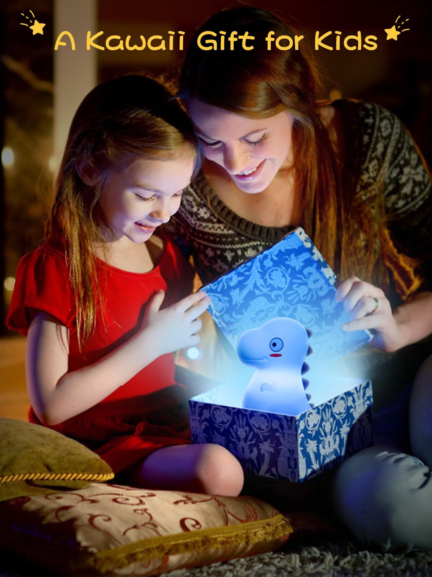 VSATEN Cute Dinosaur Night Light with 7 Color Changing, Touch Lamp Silicone Baby Night Light, Rechargeable Bedside Nursery Lamp for Breastfeeding, Gift for Boys & Girls, Pink