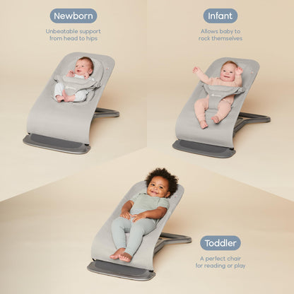 Ergobaby Evolve 3-in-1 Mesh Bouncer, Adjustable Multi Position Baby Bouncer Seat, Fits Newborn to Toddler, Grey Mesh