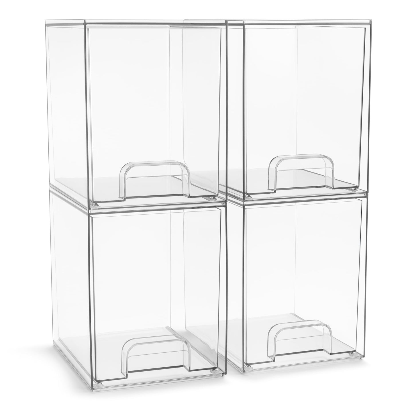 Sorbus Acrylic Storage Containers - 2 Pack, Stackable Storage Bins Set for Bathroom Organization - Clear Acrylic Drawer Organizers - Makeup Case Pull-Out Drawers (7.6’’ and 4.4’’ Tall)