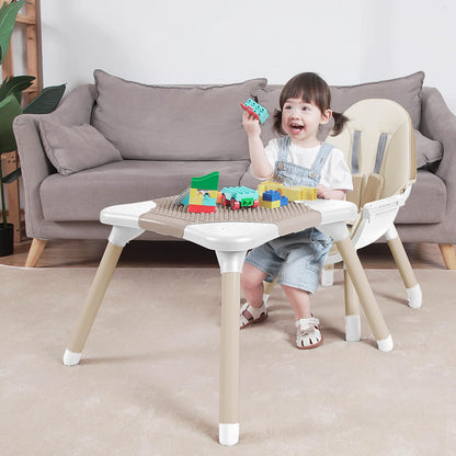Gofirst 6 in 1 Baby High Chair,Convertible High Chairs for Babies and Toddlers/Booster Seat/Table and Chair Set,Baby Feeding Chair/5-Point Harness,4-Position Removable Tray&PU Cushion Baby Highchair