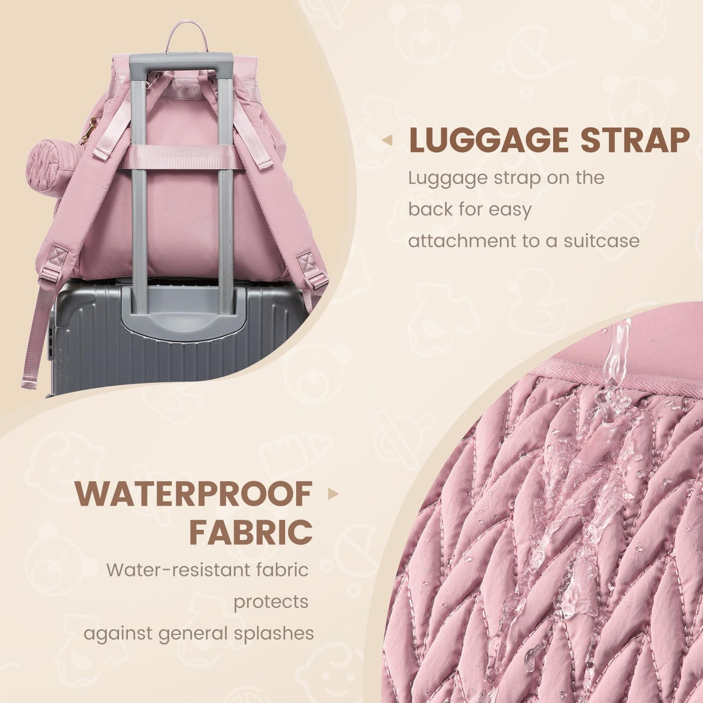 LOVEVOOK Diaper Bag Backpack, Small Baby Bag, Cute Baby Diaper Bag, Stylish Water-Resistant Travel Baby Bag for Mom, Baby Backpack with Changing Pad, Stroller Straps -Khaki