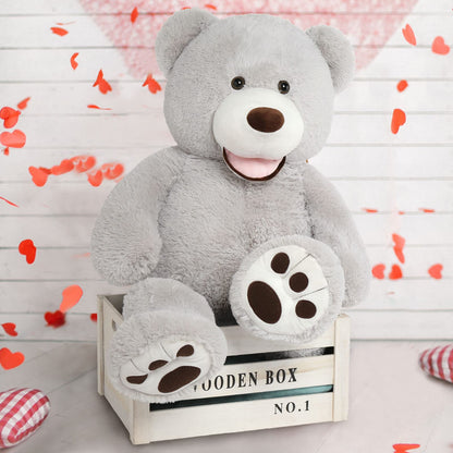 MorisMos Smile Giant Teddy Bear, 51inch Large Stuffed Bears with Big Footprints, Big Stuffed Animals Cuddly Plush Gifts for Girlfriends, Boyfriend, Dark Brown