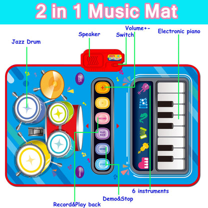 Toys for 1 Year Old Girl Gifts,2 in 1 Piano Mat Montessori Toys for 1 2 Year Old Girl,Educational Musical Toy First Birthday Gifts for 1 2 3 Year Old Girls,Christmas Stocking Stuffers for Toddler Girl