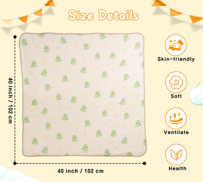 Baby Blanket Double Layer Cotton 40 x 40 Soft Receiving Blanket with Pattern Machine Washable Brown Bear