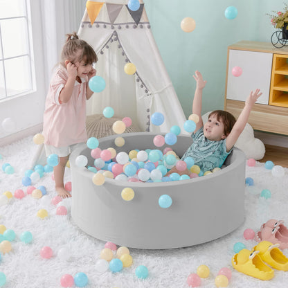 Foam Ball Pit, 47.2"x 13.8" Large Ball Pits for Toddlers, Soft Round Kiddie Baby Playpen Ball Pool for Kids, Ideal Gift for Babies Indoor and Outdoor Game, Grey, (Balls not Included)