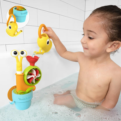 Yookidoo Watering Can Baby Bath Toy (Ages 1-3) Spinning Lady Bug & Tipping Bird Toy with 3 Moving Pieces (Mold Free) - Attaches to Tub Wall for Easy Toy Holder and Storage - for Toddler Bath Time