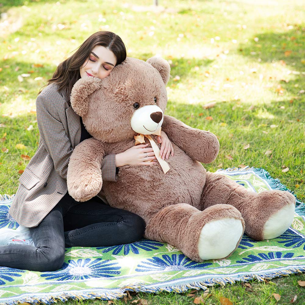 Tezituor 59" Gaint Teddy Bear Stuffed Animal,5ft Life Size Big Teddy Bears,Light Brown Cute Soft Plush Toy,Gifts for Kids Girls Boys Girlfriend Valentine,Christmas,Birthday,Baby Shower,Wedding Party