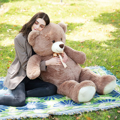 Tezituor 59" Gaint Teddy Bear Stuffed Animal,5ft Life Size Big Teddy Bears,Light Brown Cute Soft Plush Toy,Gifts for Kids Girls Boys Girlfriend Valentine,Christmas,Birthday,Baby Shower,Wedding Party