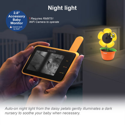 VTech RM9751 Yellow Daisy Smart Wi-Fi Baby Camera, iOS & Android Enabled, 1080p Full HD, Privacy Mode Cover, Night Light, Soothing Sounds & Lullabies, Two-way Intercom,Temperature Sensor, Night Vision