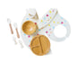 Bamboo Baby Feeding Set for Infants & Toddlers - Baby Essentials, Non-Toxic, Sustainable, Bamboo Suction Plate & Bowl, Bib, Sippy Cup w/Lid & Straw, Daily Use, Travel, Baby Shower Gifts (Pink)