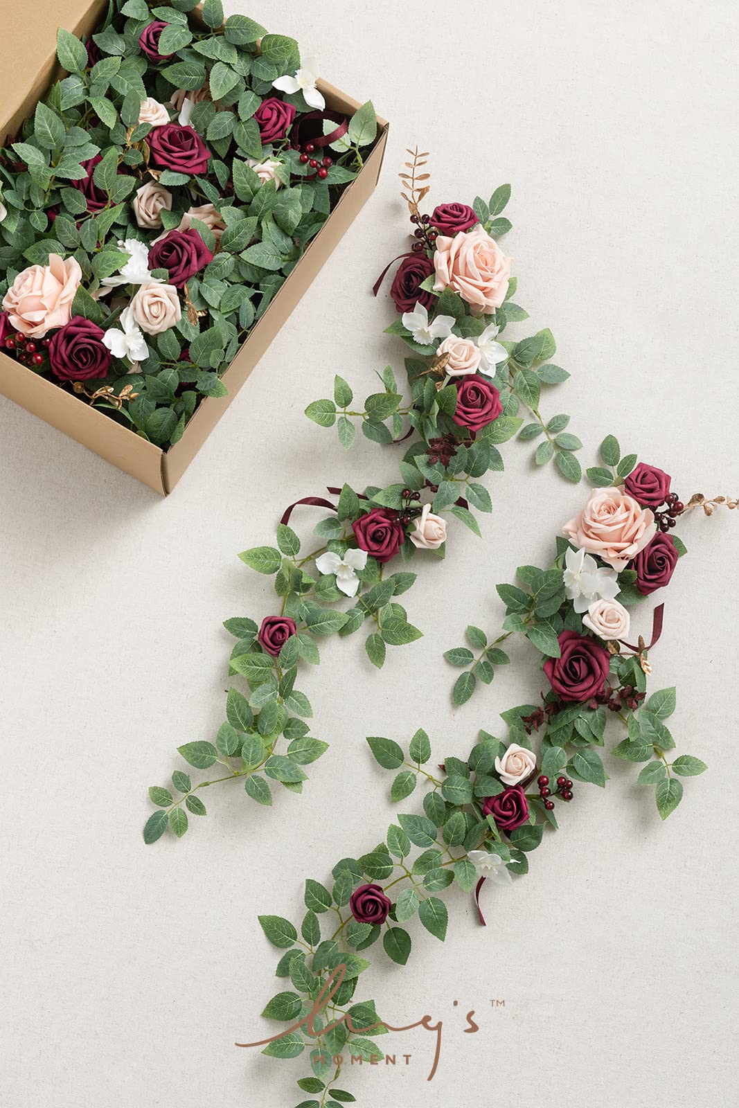 Ling's Moment 10pcs Wedding Chair Decorations Aisle Floral Swag Artificial Pew Flowers Hanging Garland Pink Blush & Cream For Ceremony Reception Church Rose Floral Faux Arrangement Party Outdoor Decor