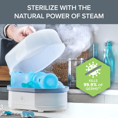 Chicco Advanced Electric Steam Sterilizer & Dryer for Baby Bottles, Feeding Accessories and More | Eliminates 99.9% of Germs | 4 Programming Options | 2 Configurations | Automatic Shut-Off